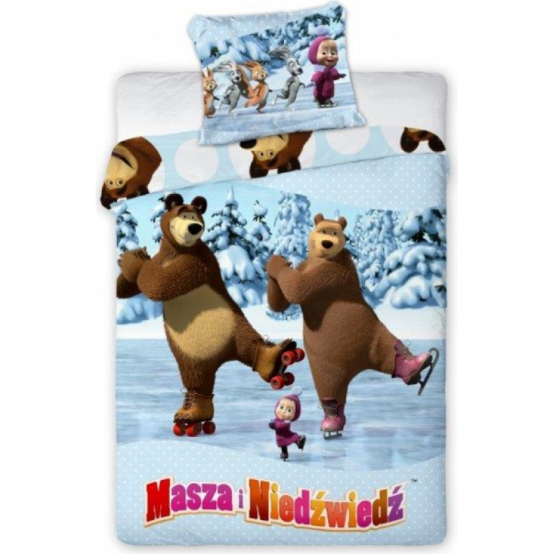 Kokvilnas gultas veļa 160x200 Masha Masha and the Bear 6084