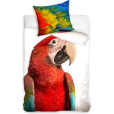 Kokvilnas gultas veļa 160x200 Parrot Ara red NL163001 C 9426 jauniešiem