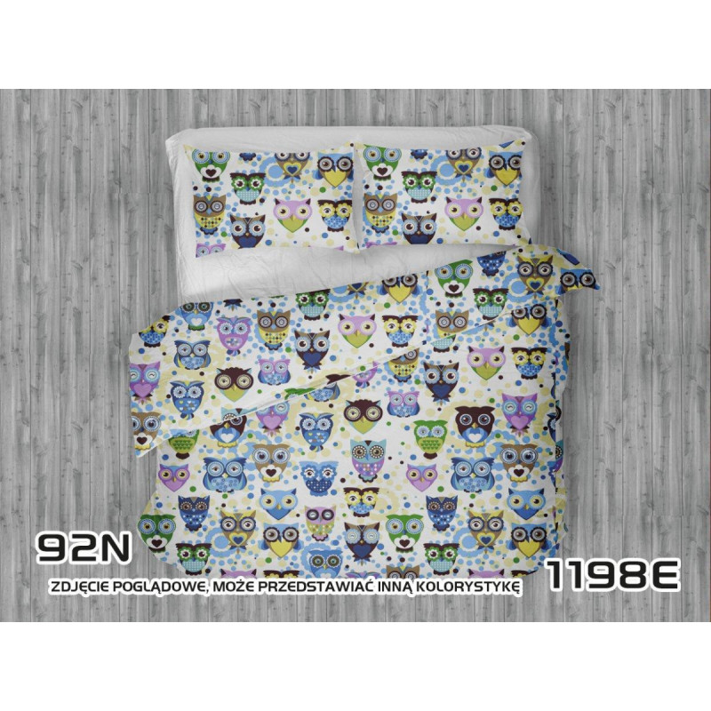 Kokvilnas gultas veļa 140x200 1198E Owls Kingdom of Owls, krāsaini zils