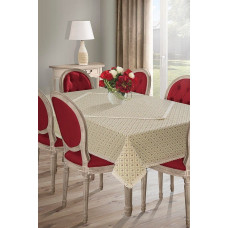 Sarsa galdauts 140x180 krēms ar mazām rozītēm