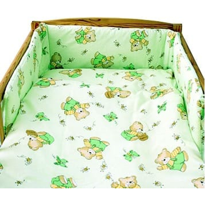 Mizas pakaiši 140x200 Lācīši, tauriņi, medus bites uz zaļa fona