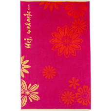 Pludmales dvielis 100x160 Hej holidays 8142/2 rozā ziedi 380 g/m2