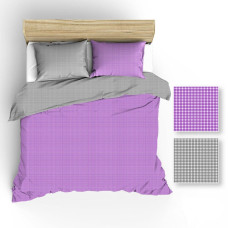 Kokvilnas gultasveļa 140x200 R025 viršu pelēki rūtaini balti 42N 30N