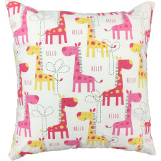 Kokvilnas spilvendrāna 40x60 1206E Giraffes sarkans rozā dzeltens balts