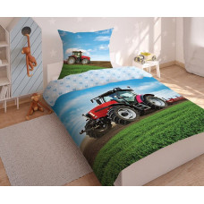 Kokvilnas pakaiši 140x200 Traktor 0710 lauka pļavas zaļš 2488 A