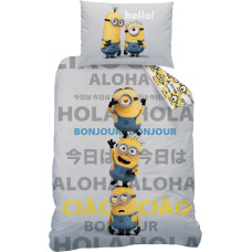 CTI Kokvilnas gultas veļa 160x200 Minions 6468 Minions pelēka Aloha spilvendrāna 70x80