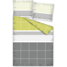 Flaneļa gultasveļa 160x200 wz 2297 D balti pelēkas laima rūtainas svītras