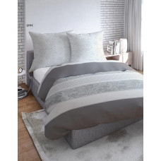 Satīna gultas veļa 220x200 Fashion 2219 C balti grafīta pelēki ziedi