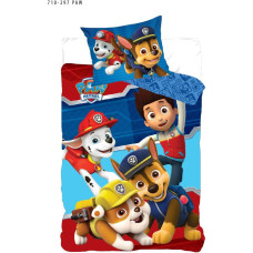 Kokvilnas gultas veļa 140x200 Paw Patrol Paw 7672 Marshall Chase Rubble Ryder draugi tumši zils