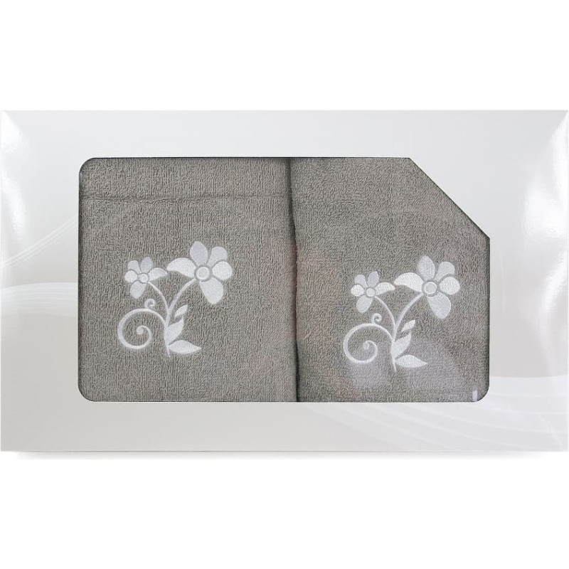 Dvieļu komplekts kastītē, 2 gab VIVA, pelēks raksts nr.3