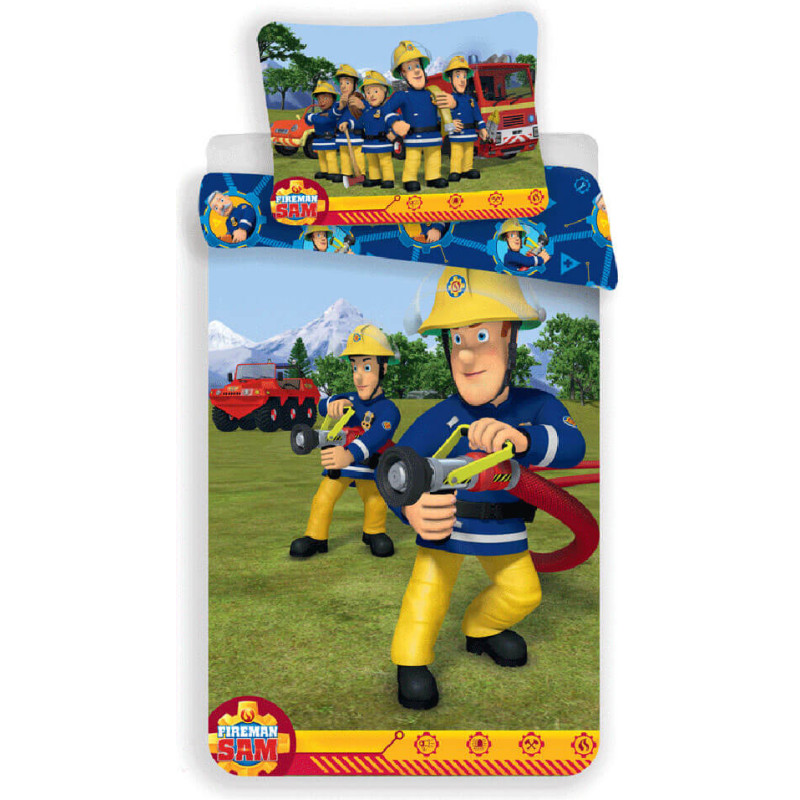 Kokvilnas gultas veļa 140x200 Fireman Sam 2550 Fire Department action top spilvendrāna 70x90