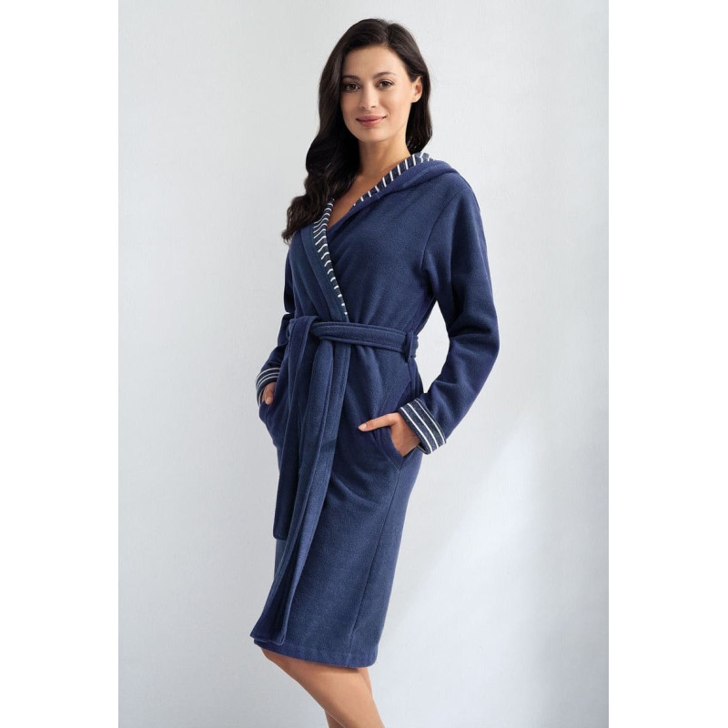 Sieviešu īss peldmētelis Luper 216 M ar kapuci, tumši zils