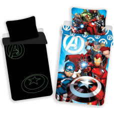 Gultas veļa spīd tumsā 140x200 Avengers Captain America Iron Man Hulk Thor kokvilnas 9405 spilvendrāna 70x90