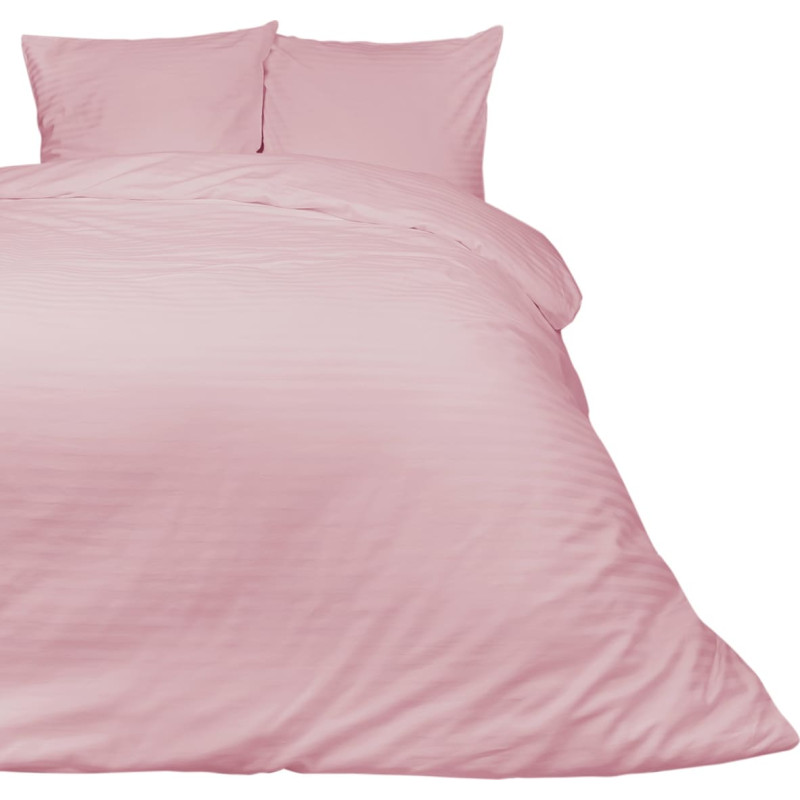 Satīna gultas veļa 180x200, rozā, vienkrāsainas svītras, Cizgili, damasts