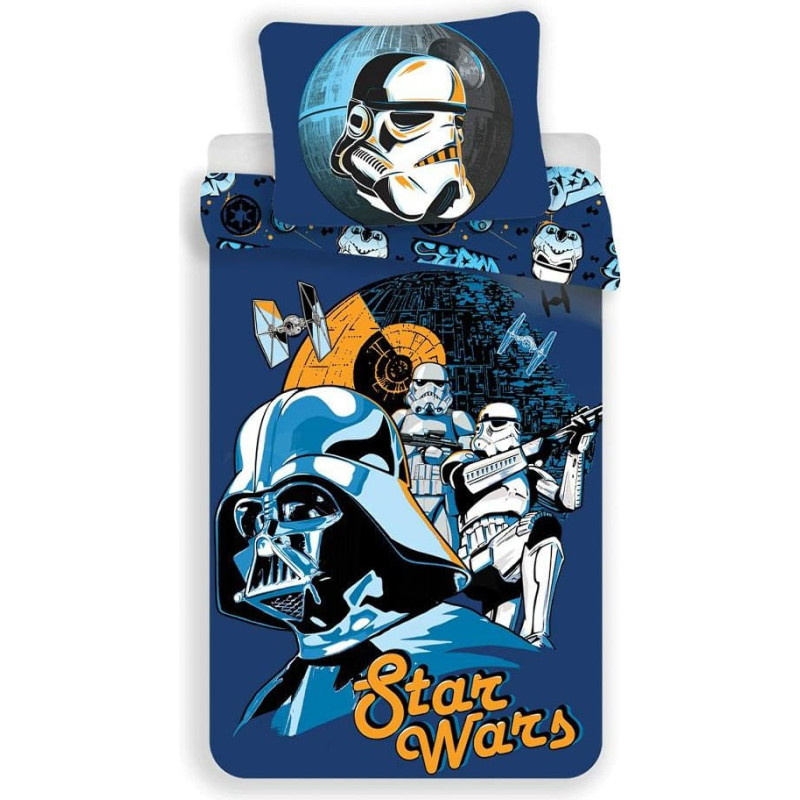 Kokvilnas gultas veļa 140x200 Star Wars 0975 Star Wars Darth Vader stormtroopers spilvendrāna 70x90