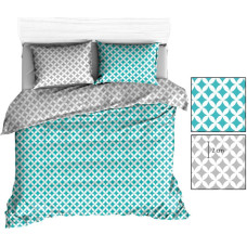 Kokvilnas gultas veļa 140x200 R142 pelēka tirkīza maroka balta 208N 213N