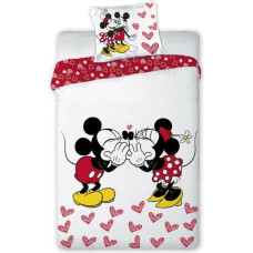 Kokvilnas gultas veļa 160x200 Mickey Mouse Mini 7262 Mickey Minnie Mouse sarkanas sirsniņas