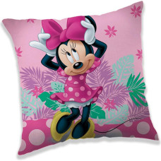 Bērnu spilvendrāna 40x40 3D Mini Mouse 7456 Minnie Mouse tropu palmu lapas rozā