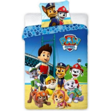 Kokvilnas gultas veļa 140x200 Paw Patrol Paw 1061 draugi mēs būvējam tiltus zilā krāsā