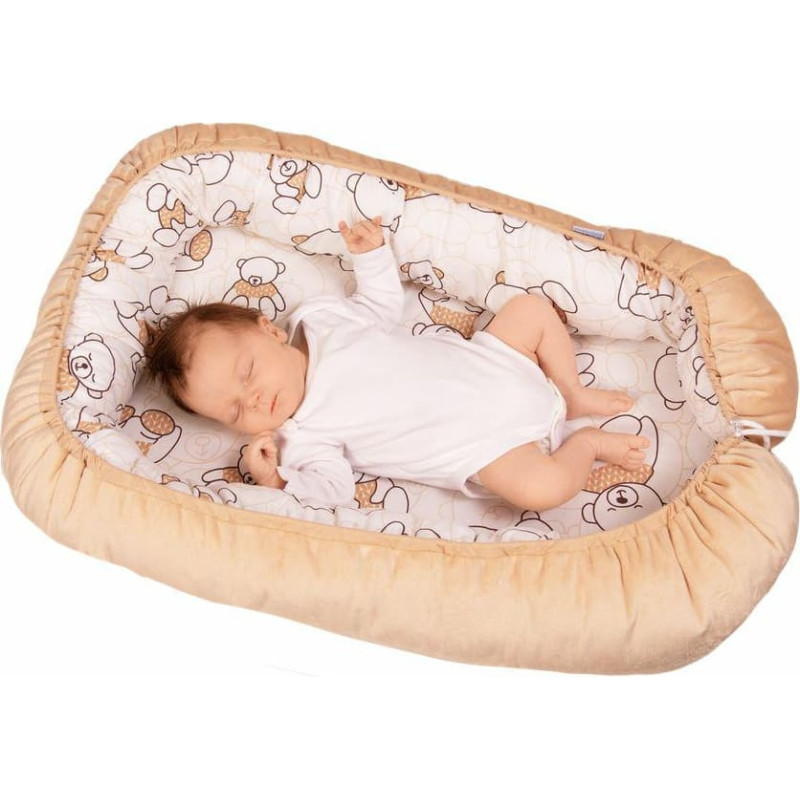 Mazuļa ligzda Mīksts kokons 55x80 Lācīšu apvalks, bēšs, abpusējs TMPGS-05