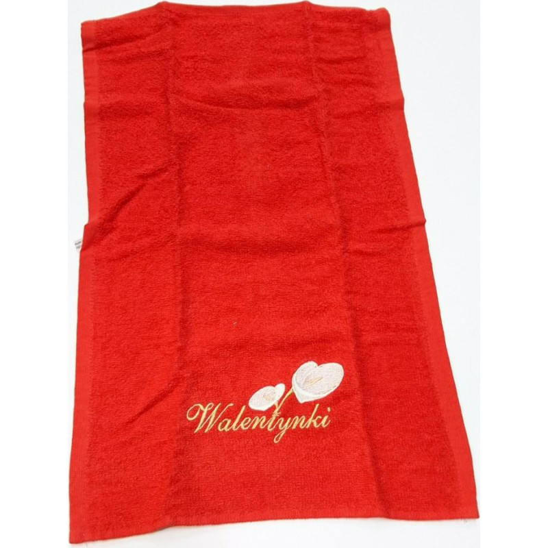 Mazais dvielis 30x50 ar izšuvumu, sarkans, Valentīndiena, zema cena, izpārdošana
