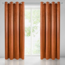 Gatavs aizkars ar cilpām 140x250 Sāra, ķieģeļu sarkans samts