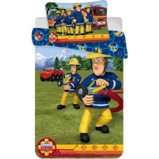 Kokvilnas gultas veļa 100x135 Fireman Sam 9702 Fire Department Fireman Sam ugunsdzēšamais aparāts ugunsdzēsēji zils