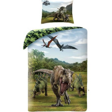 Kokvilnas gultas veļa 140x200 Jurassic World Park Jurassic dinozauri T-Rex kamuflāža 6237 spilvendrāna 70x90