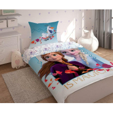 Kokvilnas gultas veļa 140x200 Frozen Anna Elsa Olaf ir burvju 2698