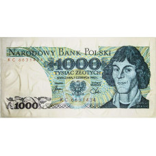 Dvielis Tūkstoš zlotu Tysiak banknote 76x152 PLN 1000 Nikolaja Kopernika PLN 1000 banknotes motīvs zilā krāsā dāvanai