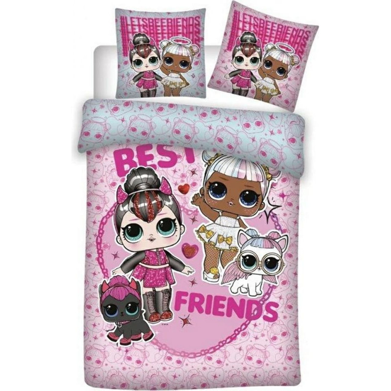 Kokvilnas gultasveļa 160x200 Lol lelles LOL Labākie draugi vienradzis pārsteigums LOL lelles 0065 rozā 4142