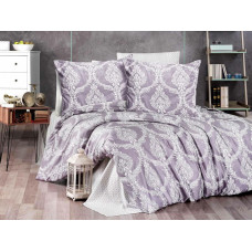Satīna gultas veļa 200x220 Kaldera 2 purpursarkani virši gaiši balti Glamour Ekskluzīvi austrumu ornamenti