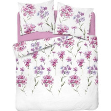Satīna gultasveļa 140x200 3541 A ziedi balti viršu purpursarkani Home Satin