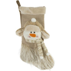 Ziemassvētku rotājums Ivet 2 zeķu apavi sniegavīrs bēšs balts