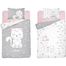 Bambusa gultasveļa 100x135 Kitten Cat pelēkas baltas zvaigznes 3529 B gultai abpusēja spilvendrāna 40x60 6190