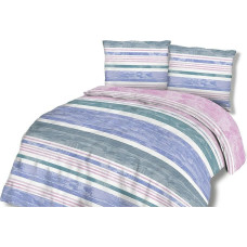 Kokvilnas gultas veļa 180x200 71460/1 svītras violeti rozā pelēka ģeometrija Cottonlove 2