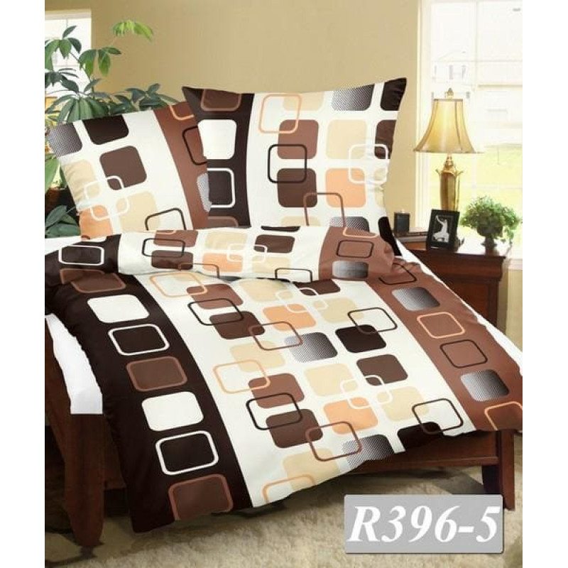 Mizas pakaiši 200x220 R396-5 bēši brūni ģeometriski pogām 100% kokvilna