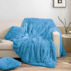 Sega gultas pārklājs 200x220 Fleecy pūkains zils kažoks uz gultas