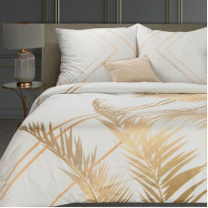Satīna gultasveļa 220x200 Blanca 9 baltā zelta lapas Limited Collection