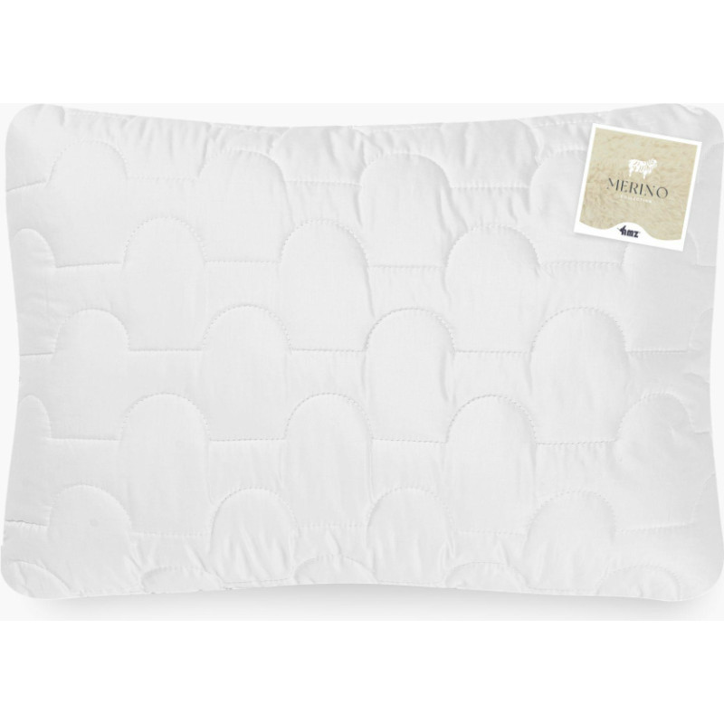 Vilnas spilvens 50x70 balts stepēts bez rāvējslēdzēja 650 g Merino