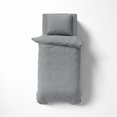 Damaskas gultas veļa 140x200 pelēka 16 vienkrāsainas svītras 1 cm Pure