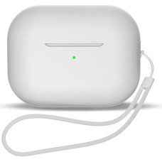 Hurtel Silikona maciņš AirPods 3 austiņām + rokas siksniņa, balts