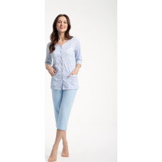 Sieviešu pidžama 668 zils izmērs: 3XL piedurknes 3/4 rāvējslēdzēja bikses