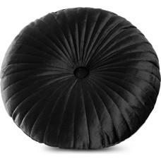 Dekoratīvais spilvens 40 cm Samts, melns, apaļš