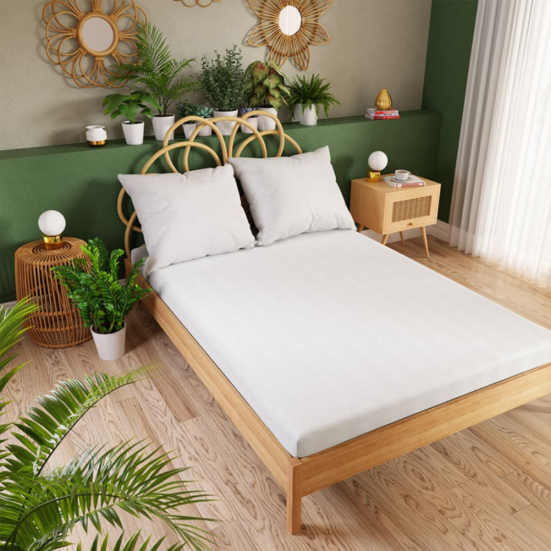 DREAMY PREMIUM Džersija palags ar elastīgu joslu, platums 140 x augstums 200cm, krāsa 001 balta 100033/JEG/001/140200/1