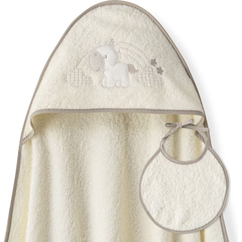 Interbaby Vannas dvielis 100x100 Unicorn bē&scaron;s dvielis ar kapuci + frotē kokvilnas priek&scaron;auti
