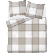 Kokvilnas gultasveļa 180x200 gaiši brūni rūtaini 4573 B Kokvilna 16