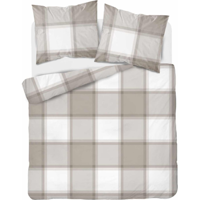 Kokvilnas gultasveļa 180x200 gaiši brūni rūtaini 4573 B Kokvilna 16