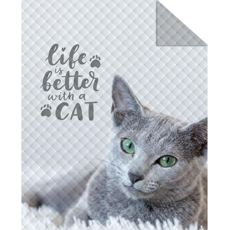 Holandes jauniešu gultas pārklājs 170x210 K 90 kaķis, abpusējs, dekoratīvs gultai, stepēts 13