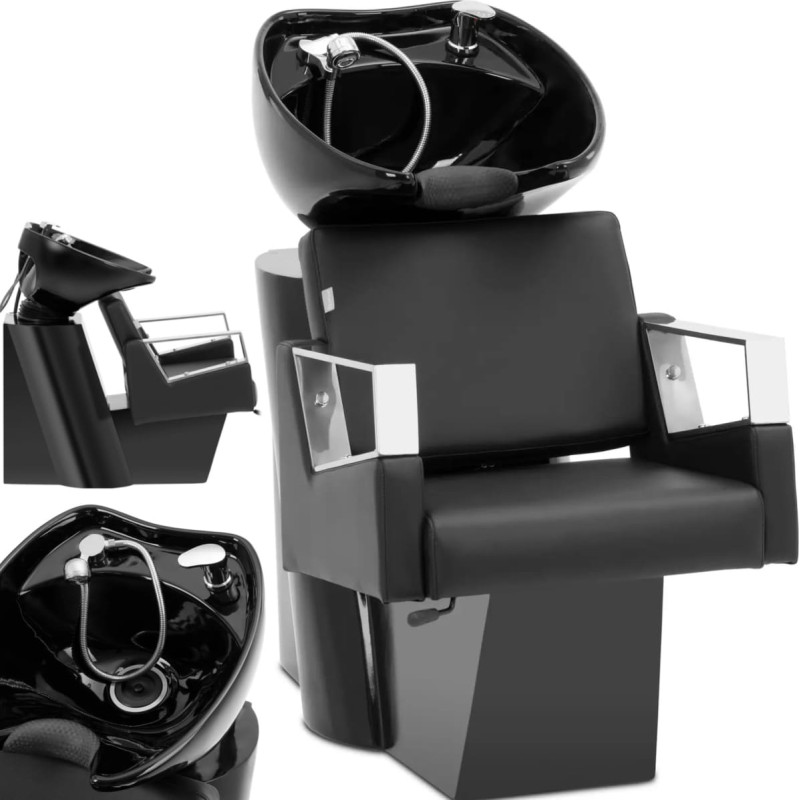 Physa POMEZIA frizieru izlietne ar atzveltnes krēslu, melna